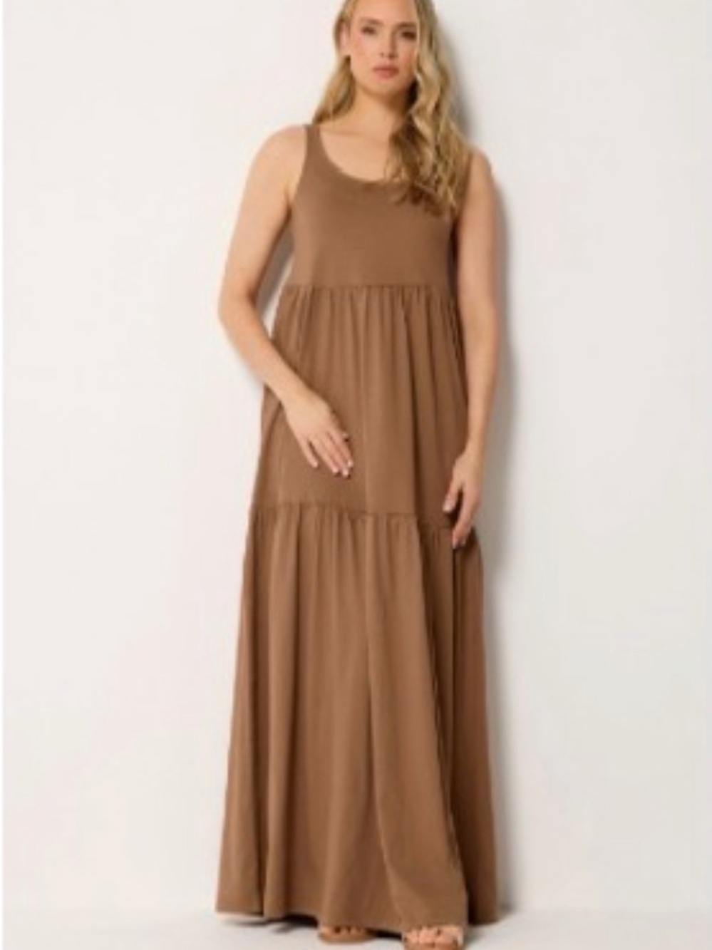 long tall sally Sleeveless Tiered Maxi Dress in Brown